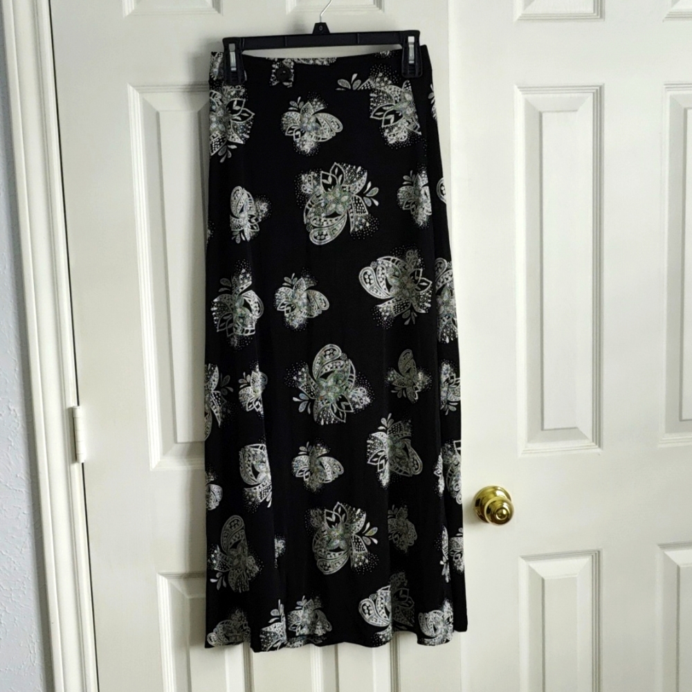 Women's New Black Floral Maxi Skirt